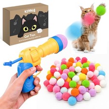 Kerros Interactive Cat Ball Toy with 1 Plastic Launcher Gun multiple colors
