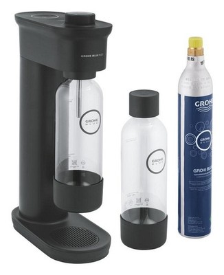 GROHE Blue Fizz Wassersprudler Basic DUO Starter Set 2 Flaschen schwarz und weiß
