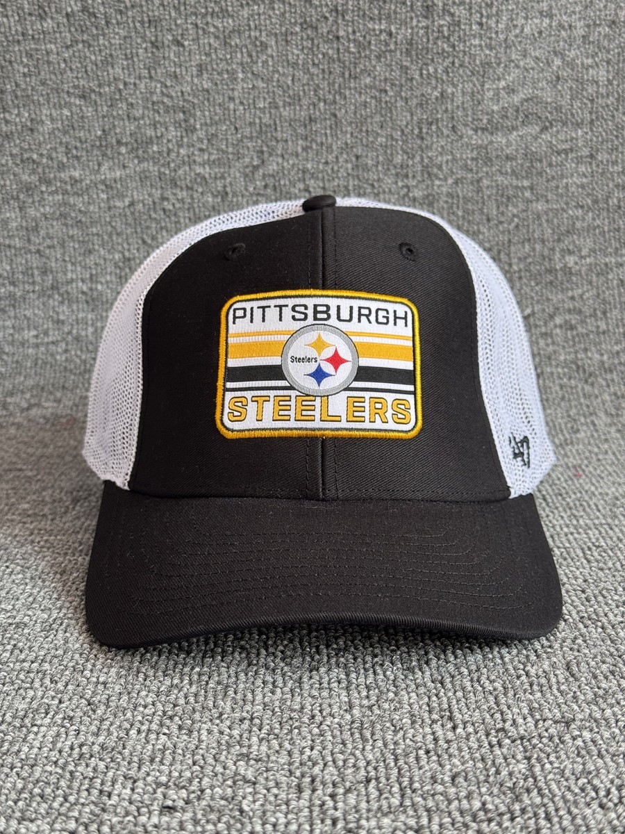 '47 Brand Pittsburgh Steelers NFL Trucker Hat Black White Mesh