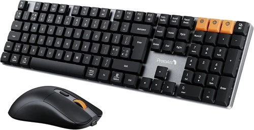 ProtoArc Wireless Mechanical Keyboard and Mouse, KM310 Full-Size Rechargeable 