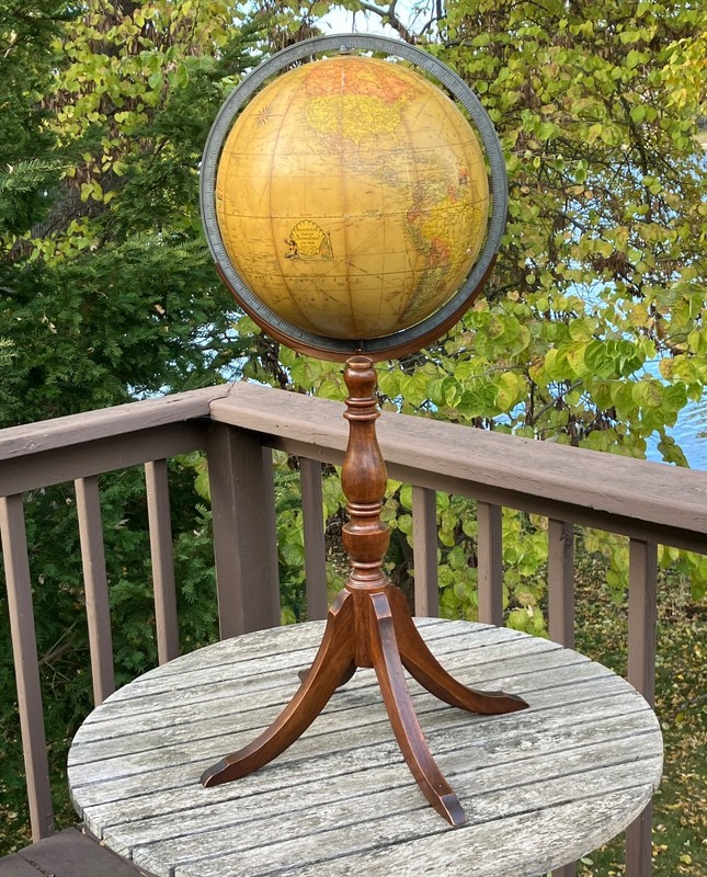 VINTAGE 12"  RAND McNALLY INDEXED TERRESTRIAL / WORLD ART GLOBE / FLOOR STAND