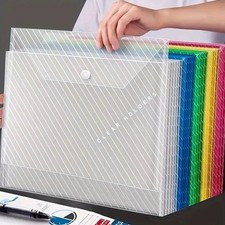 10pcs A4 Transparent File Bag Plastic Document Organizer Pocket Folders