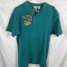 Vintage Disney Winnie the Pooh Tigger 90s Embroidered Henley Style Shirt Size S