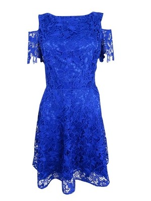 Tahari ASL Women's Lace Off-The-Shoulder A-Line Dress