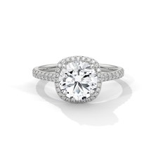 Diamond Halo Engagement Ring IGI Certified 2 Carat Round Lab Grown 14k Gold