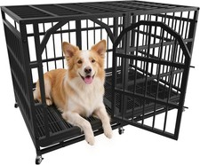 Heavy Duty Dog Crate 42 Inch Indestructible Escape Proof Cage Black Large Dog