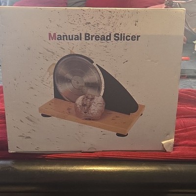 Manual Bread Slicer Stainless Steel Adjustable Thickness Black 11.8x7.8in