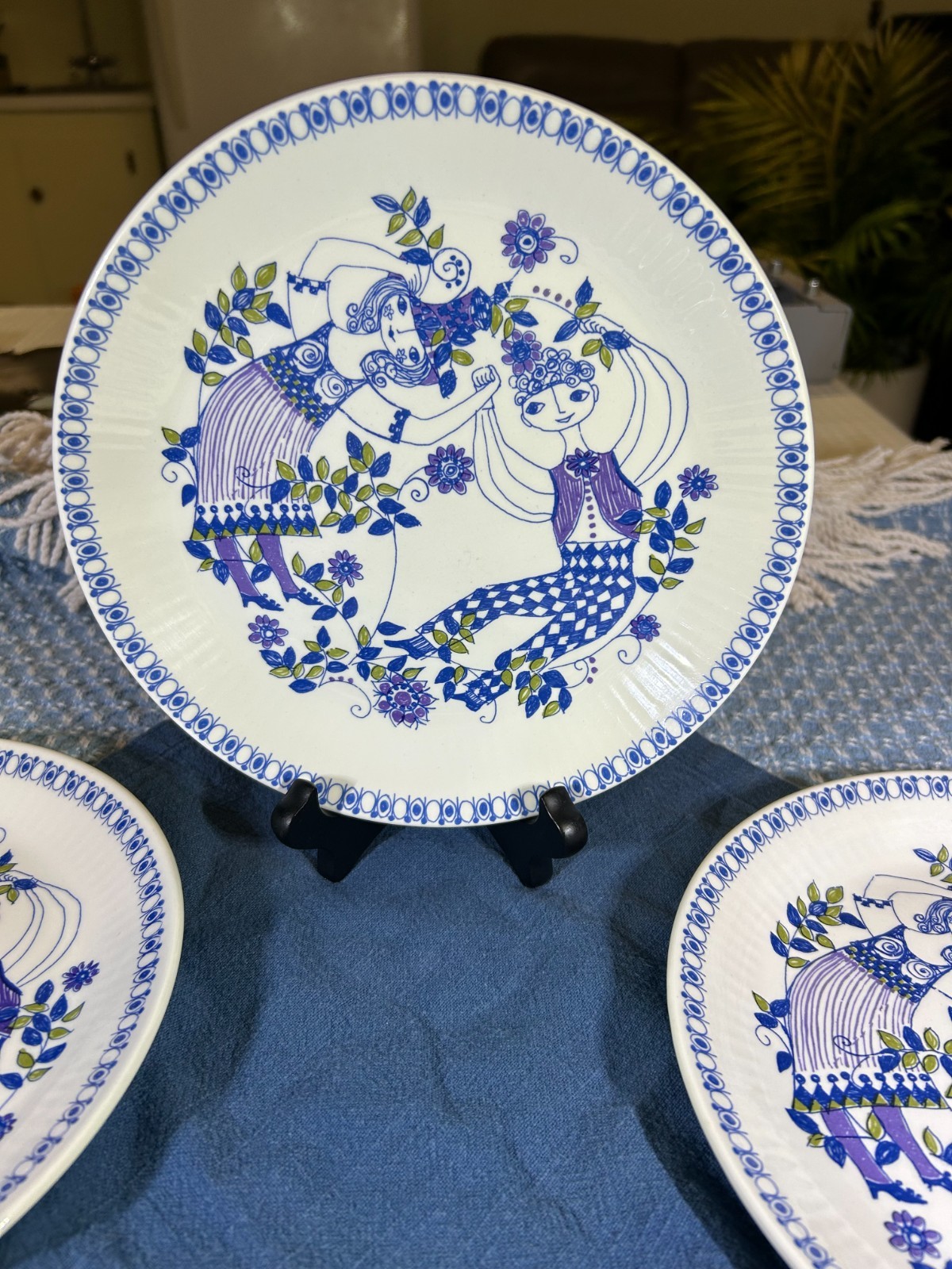 Figgjo Flint Norway Turi Design Lotte 8" Salad Plates Handpainted Silkscreen 2