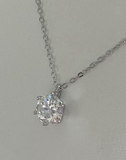 Collana Argento Brillante MOISSANITE  2 CT 8 mm D VVS1