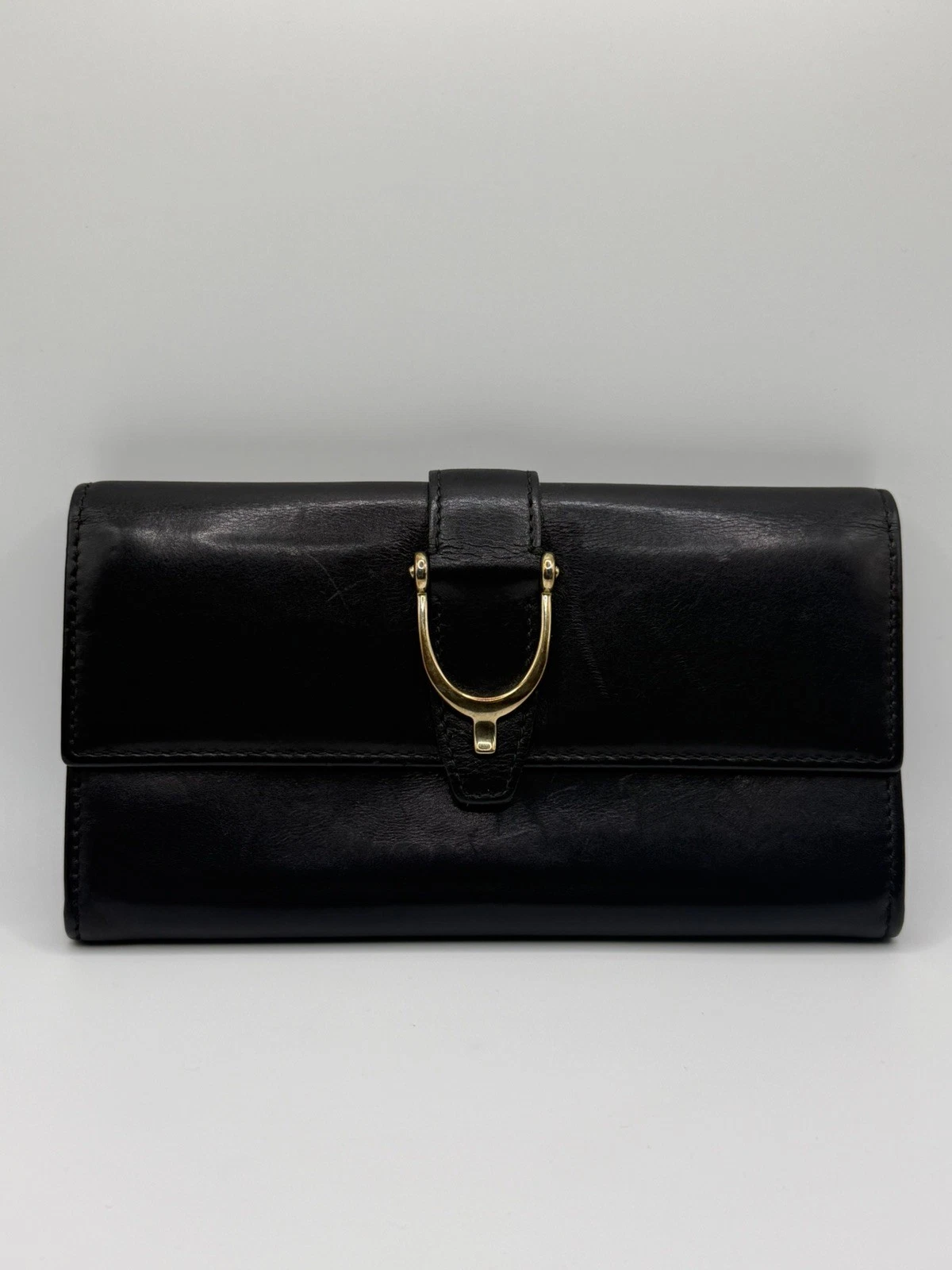 Gucci — GUCCI Horsebit Long Black Leather Wallet