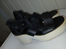 Womens Vagabond Black Leather With White Platform Sandals Size 5UK(38)