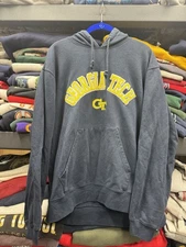 Size L Vintage 00s J America University Of Georgia Tech Navy Embroidered Hoodie