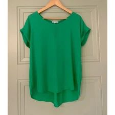 Kelly Green Shirt Top Blouse S Small Pleione