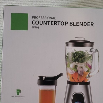 SF701 Countertop Blender 1200W 52oz Glass Jar Ice-Crushing Blades Silver
