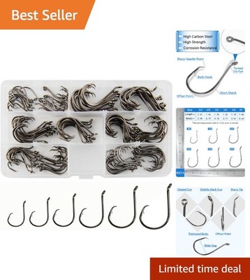 Strong Offset Circle Hooks for Saltwater and Freshwater Fishing 150 Pack