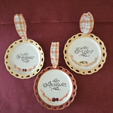 Front Gate/Grandin Road  3 Fall Decorative Plates. Abundance, Plenty, Harmony. 
