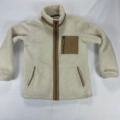 Abercrombie & Fitch Sherpa Fleece Jacket Full Zip Cream Brown