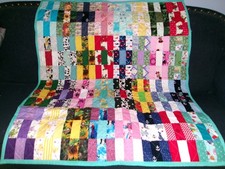 Handmade Patchwork Baby Boy's Crib Quilt, 42 Blocks of 9 Pieces, 44" x 52"