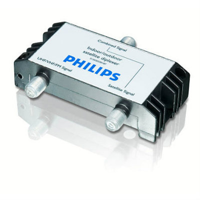 Philips Digital Coax Satellite Coaxial Cable Diplexer UHF/VHF/FM Signal Splitter