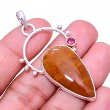 Red And Yellow Jasper - Indonesia 925 Sterling Silver Pendant 2.15" P_9386_155_1