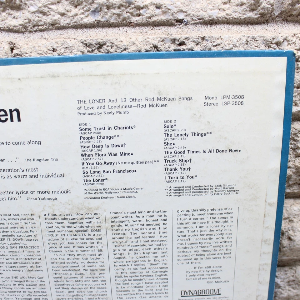 Rod McKuen The Loner Vinyl Record LP NM Album - Image 3 of 4