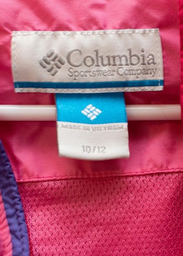 Girls Columbia Pink Hooded Windbreaker Size 10/12 - Picture 3 of 3