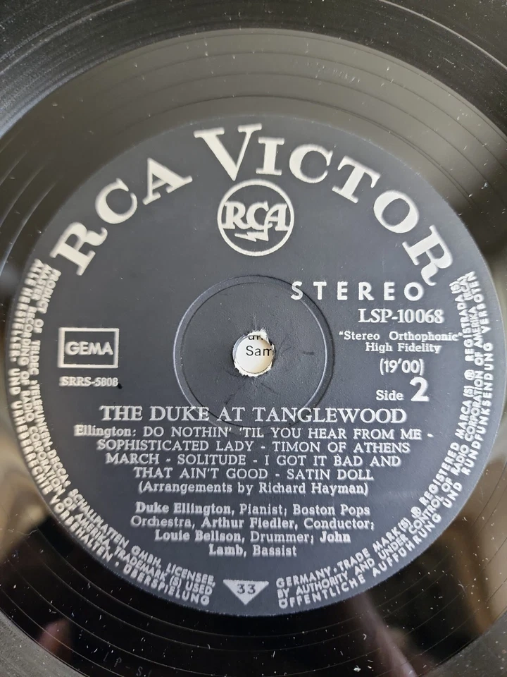 The Duke At Tanglewood RCA Victor VINYL Deep Groove German Press Ellington - Image 3 of 4