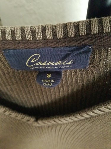 Roundtree & Yorke Mens Brown Sweater 100% Soft Cotton Mixed Knit Style Size S - Picture 5 of 12