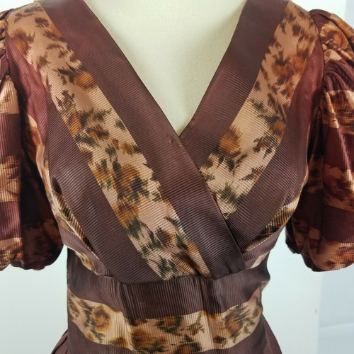 Damen 50er Jahre Vintage Swing Kleid Herzausschnitt Puffärmel Plissee Vollkreis - Bild 9 von 12