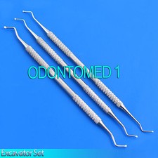 3 Pcs Excavator Set 2.5, 2, 1.8mm Spoon Dental Restorative Double End Instrument
