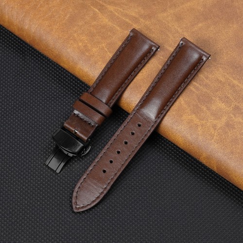 Leather Watch Band Deployment Clasp Buckle Real Watch Strap Men Quick Release - Picture 24 of 57