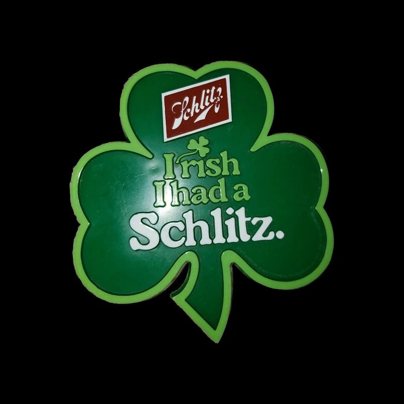 Vintage SCHLITZ IRISH I HAD A SCHLITZ SHAMROCK ADVERTISING PIN BACK
