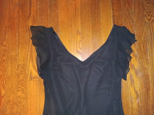 S.L. Abito donna Fashions taglia 16 nero, ricamo perline volant tubino cinturino - Foto 2 di 8