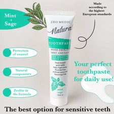 ZeoMedic Vegan Toothpaste for Sensitive Teeth-Fluoride-Free, Sugar-Free, Zeolite