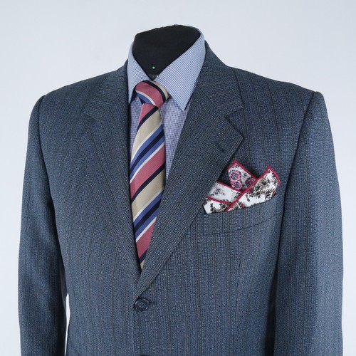 Mens Striped Blazer 44S UK Size DUKE OF WELLINGTON Blue Wool Sport Coat Jacket - Picture 10 of 14
