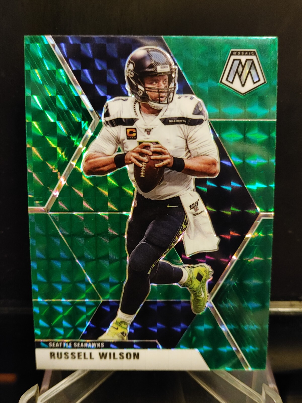 Russell Wilson 2020 Panini Mosaic Green Mosaic Prizm #181 - Seattle Seahawks