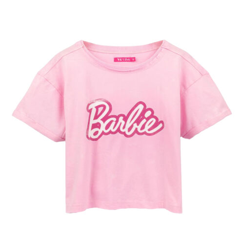 Barbie Womens/Ladies Distressed Logo Crop Top (NS7642) - Afbeelding 1 van 3