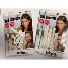 Scunci Hair Body Tattoos 2 Sheets Per Pack Gold  Silver Lot Of 4