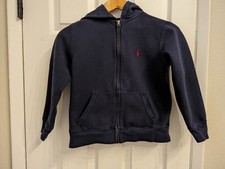 Polo Ralph Lauren Youth Boy's Full Zip Navy Blue Hooded Jacket Medium 10-12