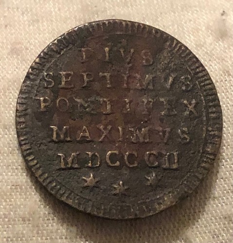 Hn Roma Pape Pio VII 1802 Demi Baiocco Cu BB + Gig #62 q743 - Photo 2 sur 2