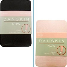 DANSKIN NOW Girl's size 2-4, 7-10 -or- 12-16 OPAQUE TIGHTS Footed SHIMMER  New
