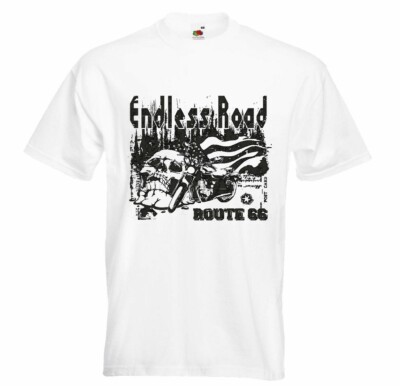 T-Shirt ENDLESS ROAD ROUTE 66 BIKERSHIRT MOTORRAD CHOPPER GOTHIC MOTORCYCLE SKUL