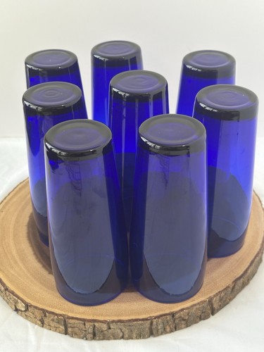 Vintage 1960’s 8 Glass Carrier With 8 Cobalt Blue Highball Glasses MCM - 第 8/15 張圖片