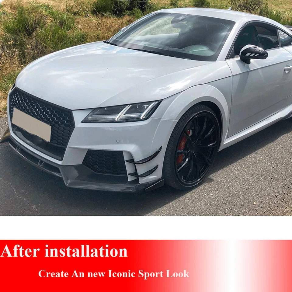 Se adapta a Audi TT RS TTRS 8S 2016-18 CARBONO REAL parachoques delantero divisores aletas kit de carrocería Foto 4 de 4