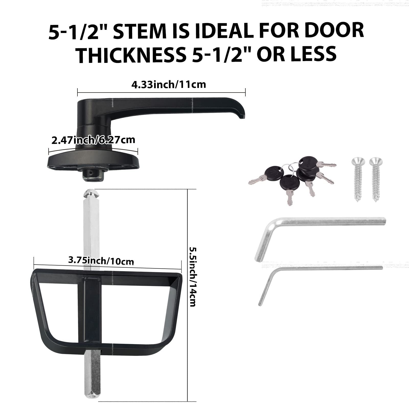 Shed Door Latch L-Handle Lock Kit with 5 Keys BTEOBFY 5-1/2" Stem Storage Bar...