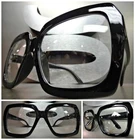 HUGE OVERSIZE 70s VINTAGE Style Clear Lens EYE GLASSES Thick Black Fashion Frame