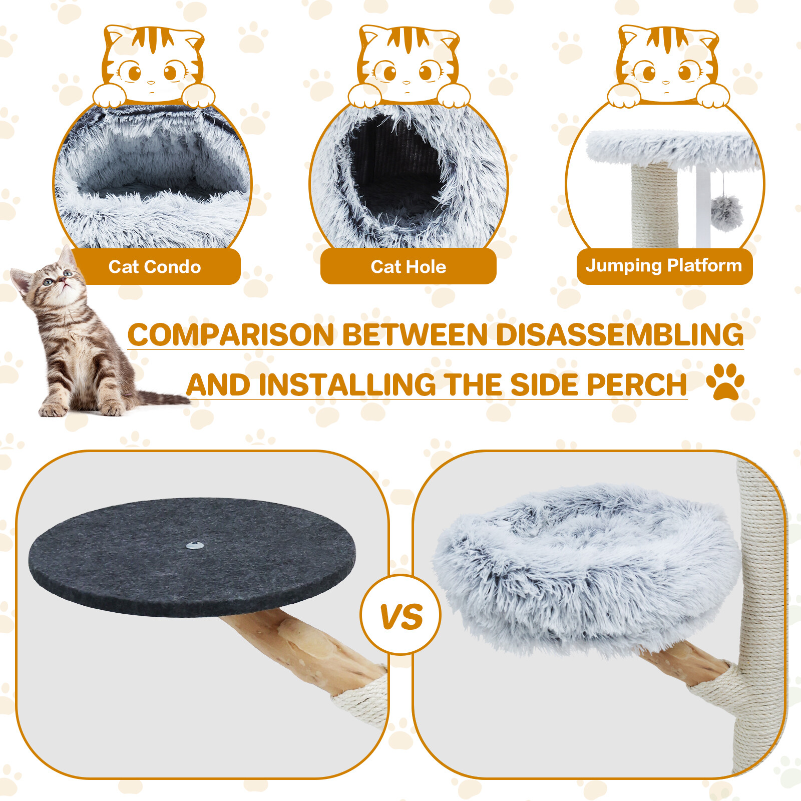 ZEOPHOL 52" Cat Tree Large Condo Pet Play Tower Cat Bed Furniture Scratch Post