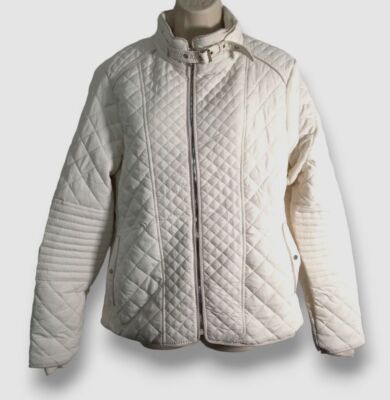 $109 Royalty For Me Women's Ivory Quilted Jacket Coat Size Large