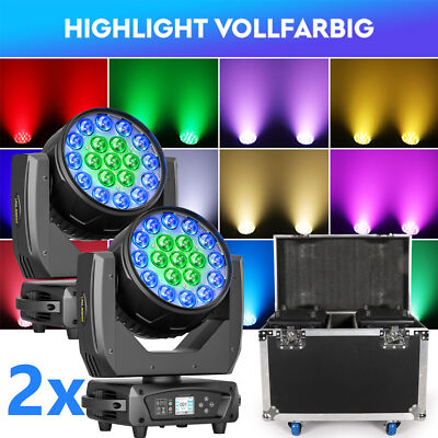 2Stück 380W Moving Head Mit Case RGBW LED Zoom DMX Beam Wash Effekt Disco Party