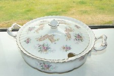 Royal Albert Serenity Pattern Large Soup Tureen  Serving Bowl c1970s Pink Floral